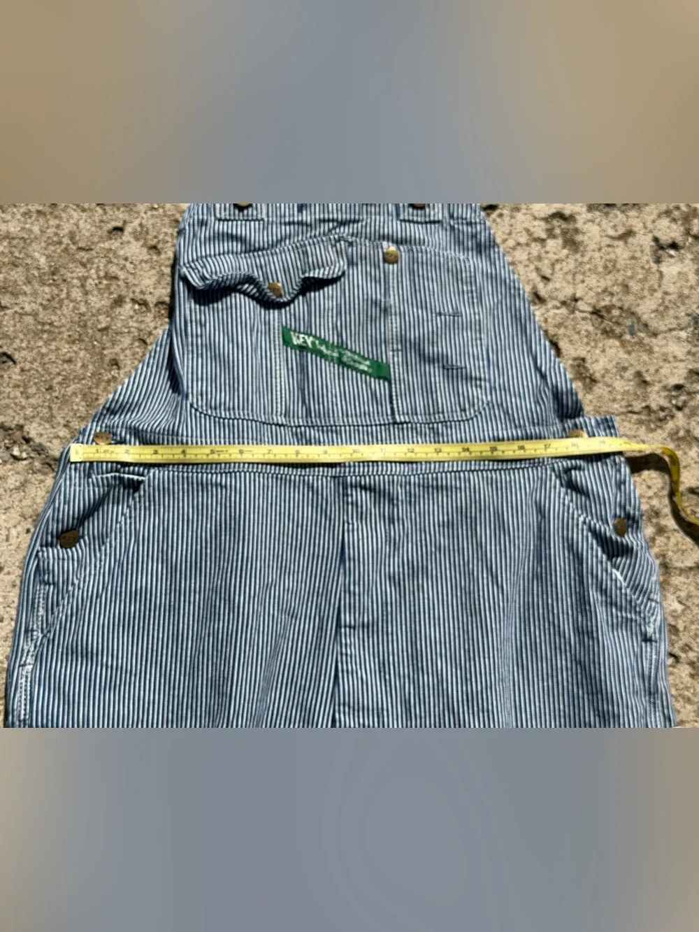 KEY Imperial Blue White Hickory Stripe Bib Overalls Men’s 42x28 100% Cotton